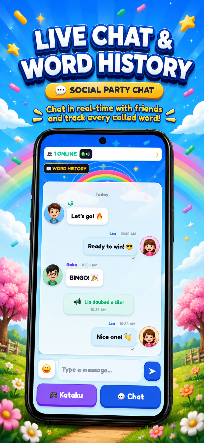 Live Chat & Riwayat Kata